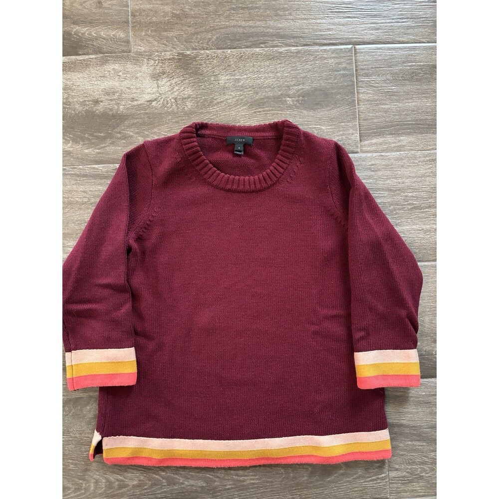 Banana‎ Republic Wool Womens Size Small 3/4 Length Sleeve Sweater Burgundy Flaw